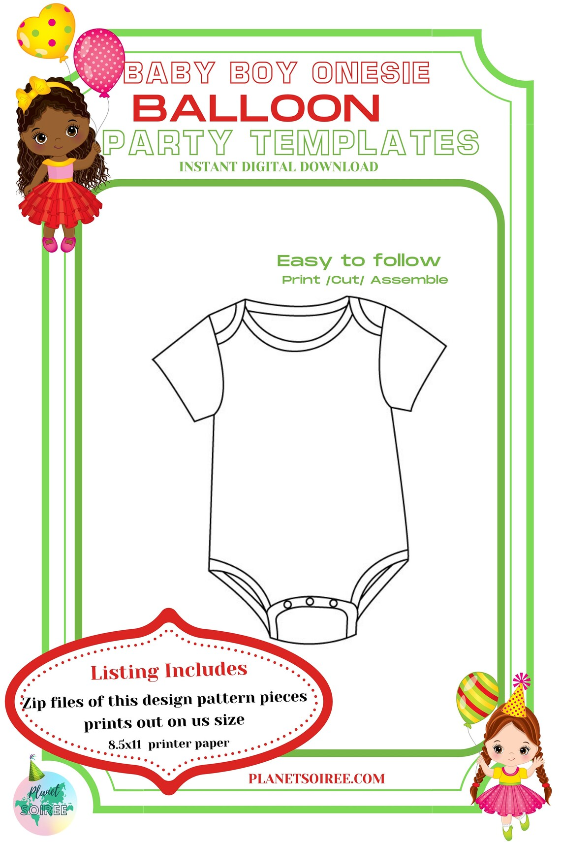 Lil Boy Onesie,Digital Download Balloon Templates for Birthday , Mosaic Balloon, baby shower mosaic , lil boys birthday , gender revel