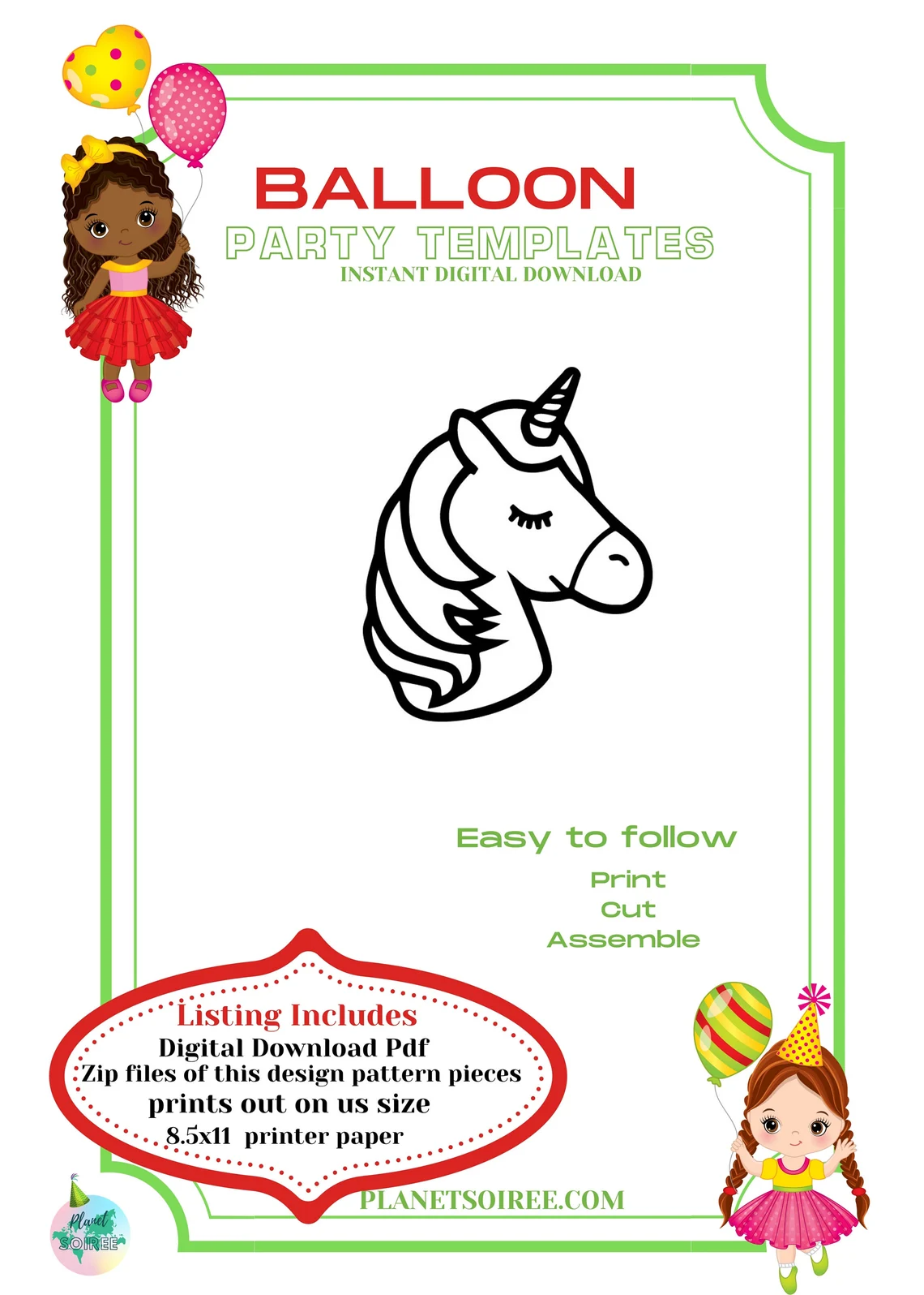 Unicorn Template,Unicorn from Balloons, Unicorn Mosaic from Balloons, Birthday Decor, DIY Unicorn, Mosaic Template