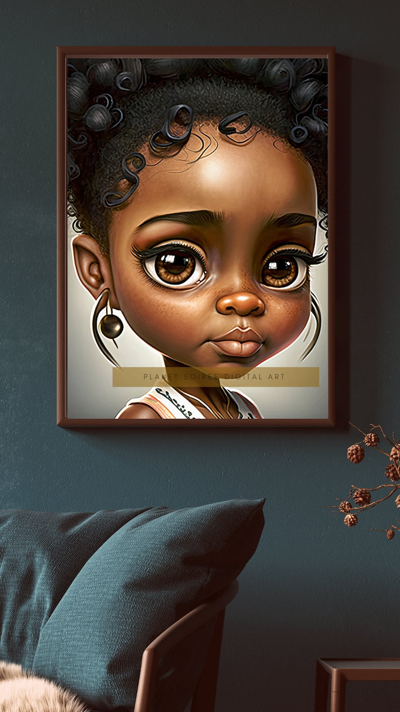 Digital Download , African American Girl Clipart, | Wall Art | Sublimation Designs | Mug Artwork | Phone Case | Bag Clip Art , POD, KPD
