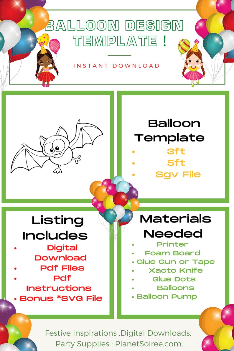 Bat Balloon Mosaic Template, Vampire Bat Mosaic from Balloons , Halloween Balloon Mosaic, Halloween Decor, Balloon Template , Diy