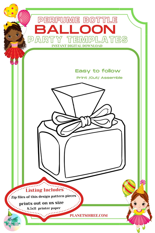 Perfume Bottle balloon Template Digital Download, Atomizer Bottle, Balloon Templates, Glamour Girl Birthday , GlamParty, Diva Party