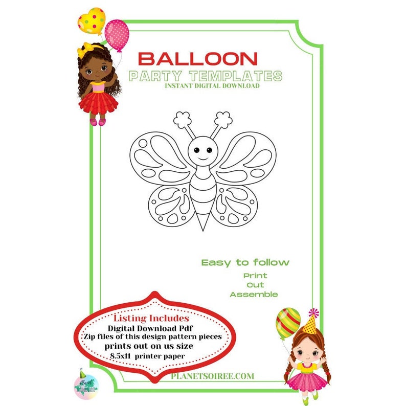 Butterfly Balloon Template,Butterfly from Balloons, Mosaic from Balloons, Birthday Decor, DIY