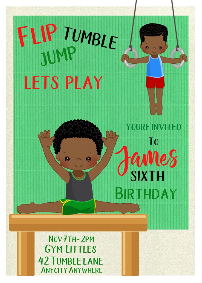 Flip & Tumble Birthday Invite, Gymnast birthday Invitation , personalized party invitation, Invite , Gymnastics Digital Download