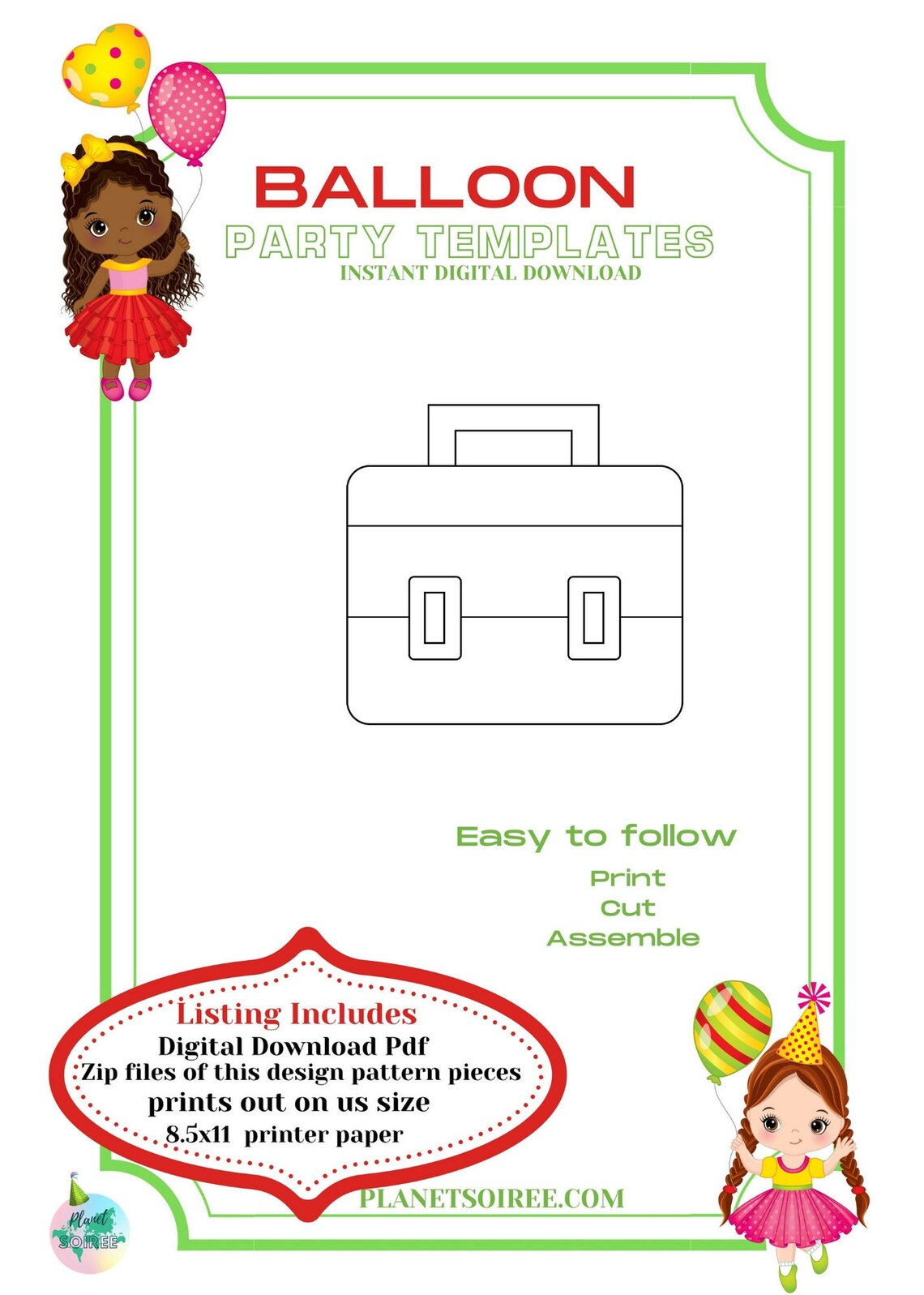 Tool Box Balloon Template, handyman, boys birthday, balloon mosaic , Construction worker , Birthday Balloon Mosaic , Diy , Digital download