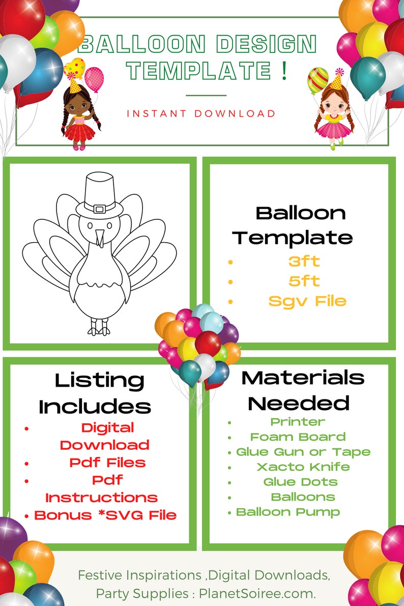 Pilgrim Turkey Mosaic Balloon Template , Thanksgiving Mosaic , Thanksgiving Turkey mosaic from balloons , Thanksgiving Holiday Decor