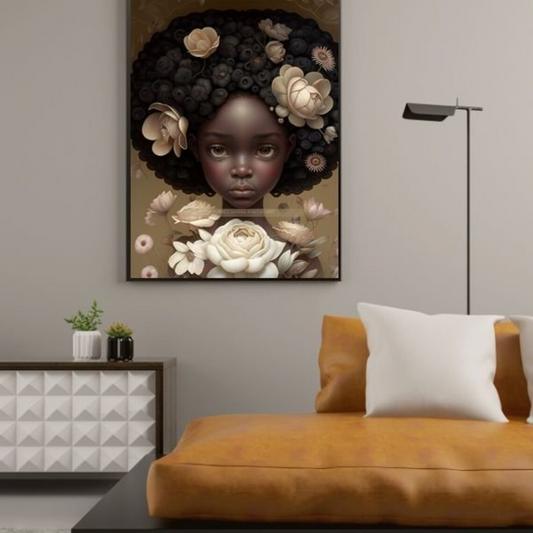 Digital Download, African American Flowers Girl, Black Girl Art Print , Flowers Girl , KPD, POD, Commercial Use, Sublimation, Party Favors