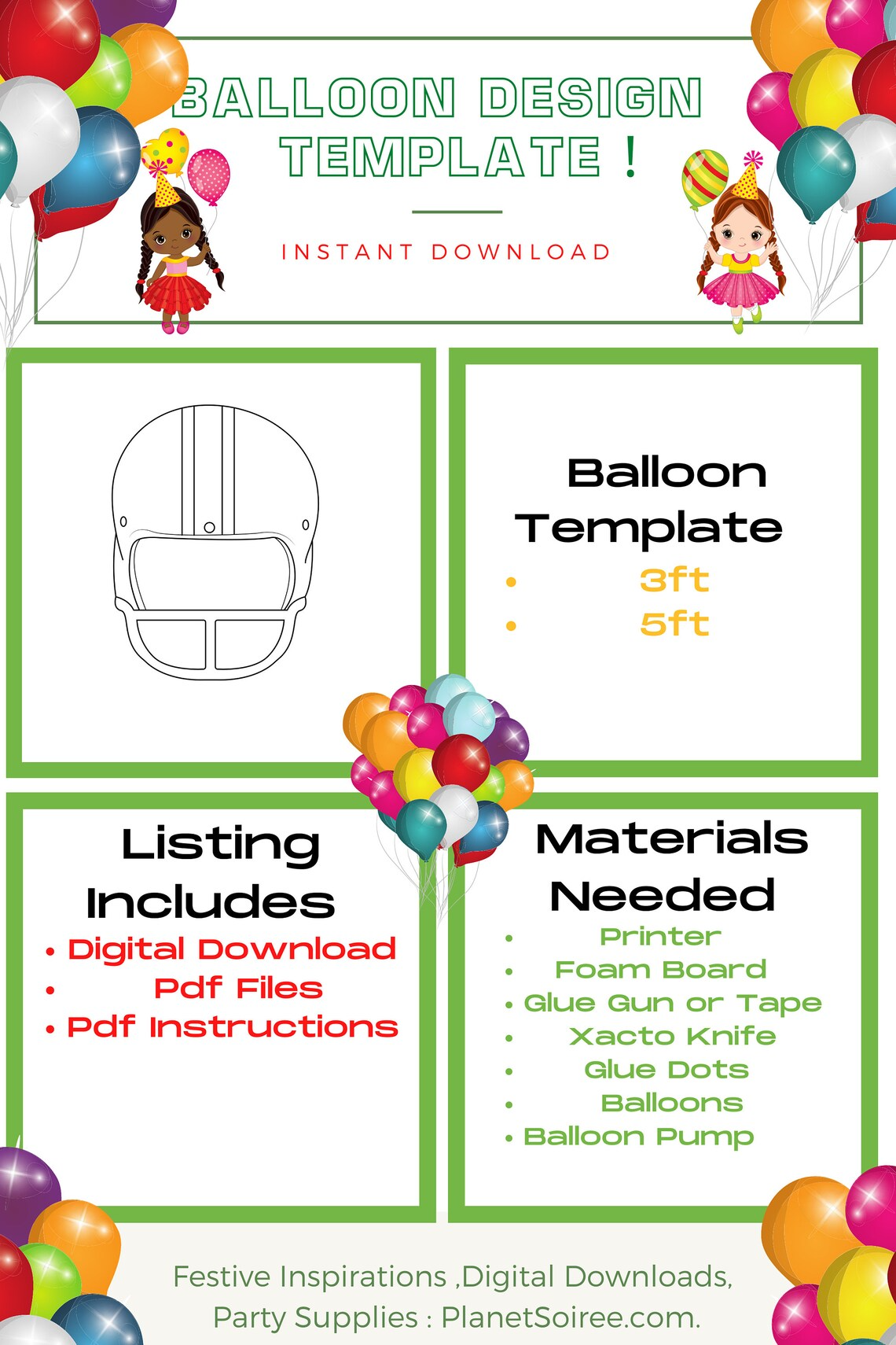 Rugby Template, Football Helmet Mosaic , Mosaic from Balloons, Xmas balloon Mosaic, Holiday Balloon Mosaic, Digital Design, Instant Download