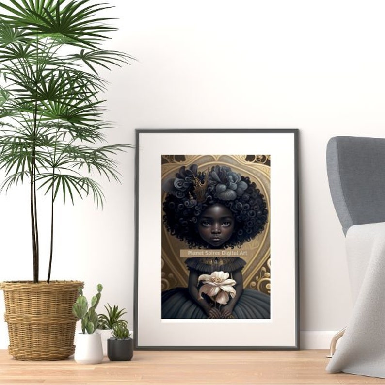 Digital Download, African American Flowers Girl, Black Girl Art Print ,Flower Girl , KPD, POD, Commercial Use, Sublimation, Party Printables