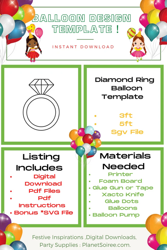 Diamond Ring Mosaic, Engagement Ring , Bridal Shower Decor, Diy , Anniversary Template from Balloons, Wedding Decor , Mosaic from Balloons,