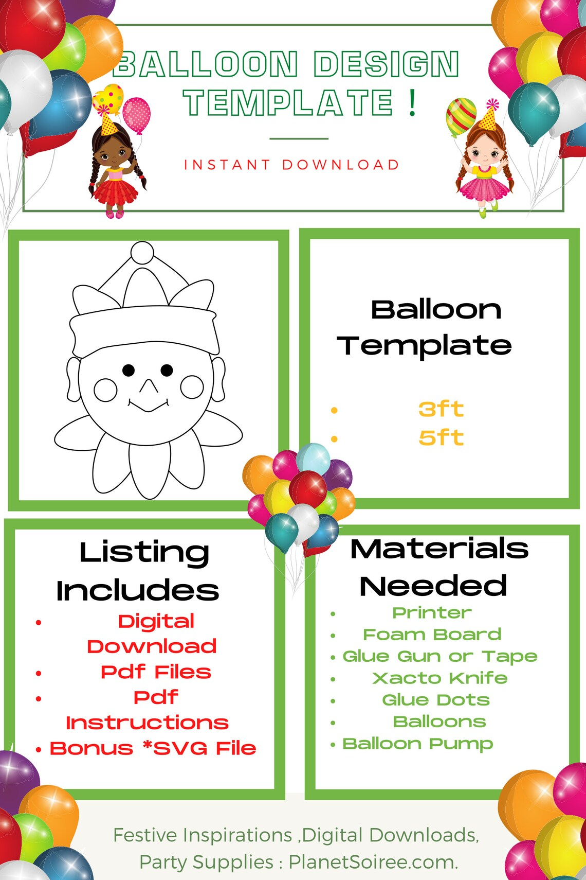 Elf Balloon Template, Elf Mosaic from Balloons, Elf On a Shelf Mosaic, Sugarplum Elf Balloon Mosaic, Buddy The Elf, Boy Elf , Digital Design