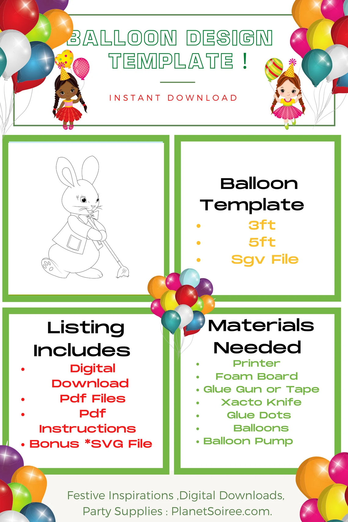 Mr Rabbit Balloon Mosaic Template,Bunny from Balloons, Petter Rabbit Mosaic from Balloons, Kids Birthday Decor, DIY, Hare Mosaic Template