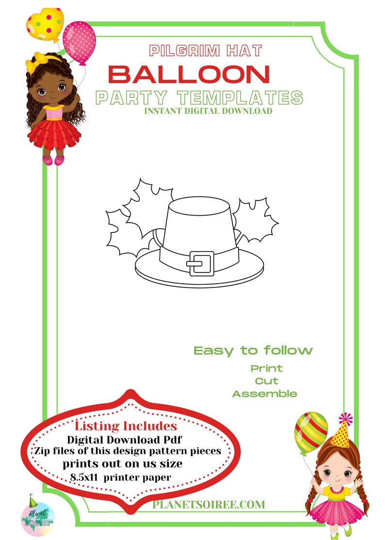 Pilgrim Hat Mosaic from Balloons,Thanksgiving balloon Mosaic, Holiday Balloon Mosaic, Digital Design,Harvest Instant Download