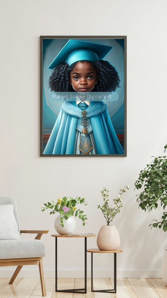 Digital Download, Graduation Clipart with African American Girl - Commercial Use, POD, KPD, Posters, Invites, yearbook , Yard sign