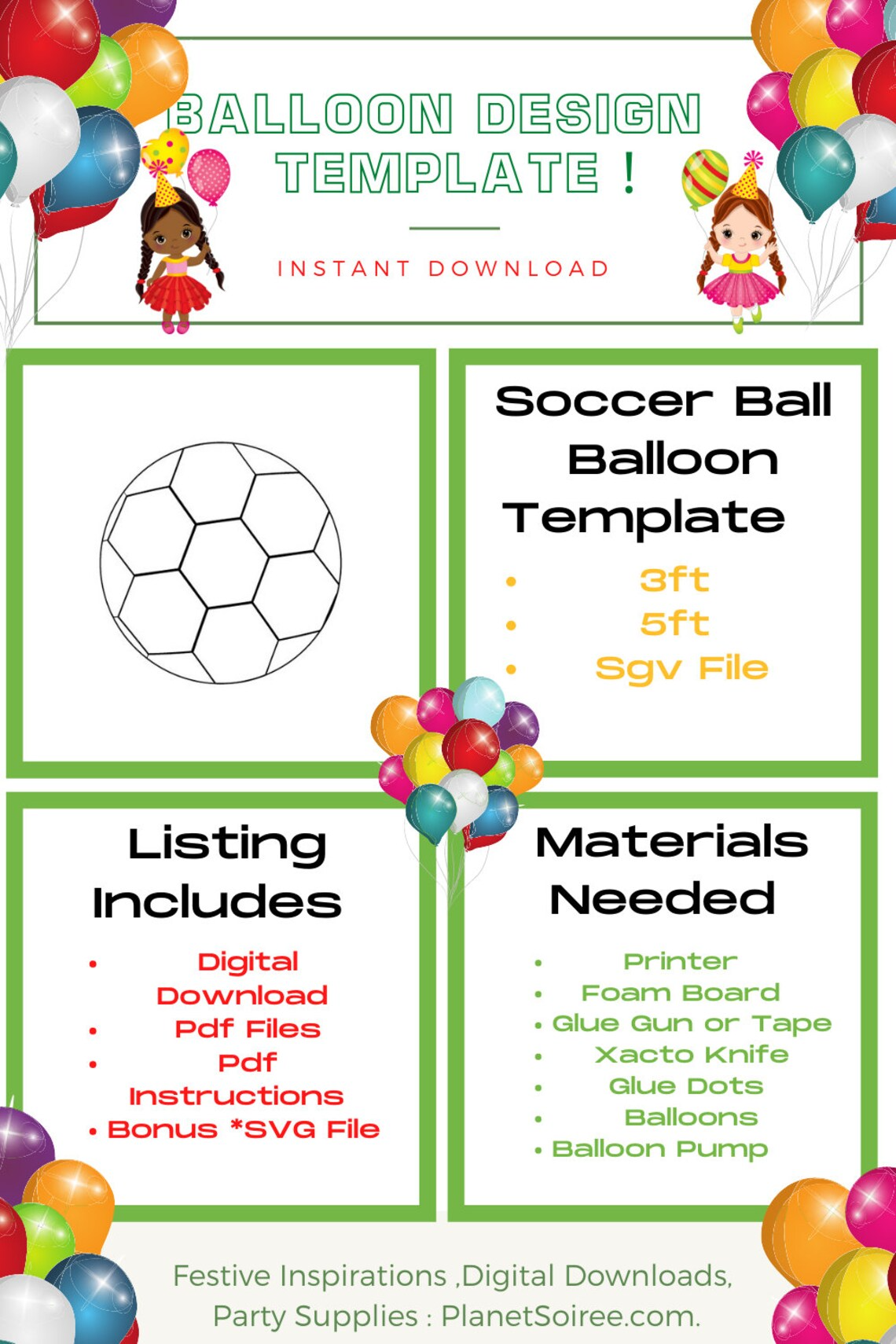 Soccer , Football Pdf,Sports Mosaic From Balloons, Ball Template from Balloons, Mosaic from Balloons, PDF File