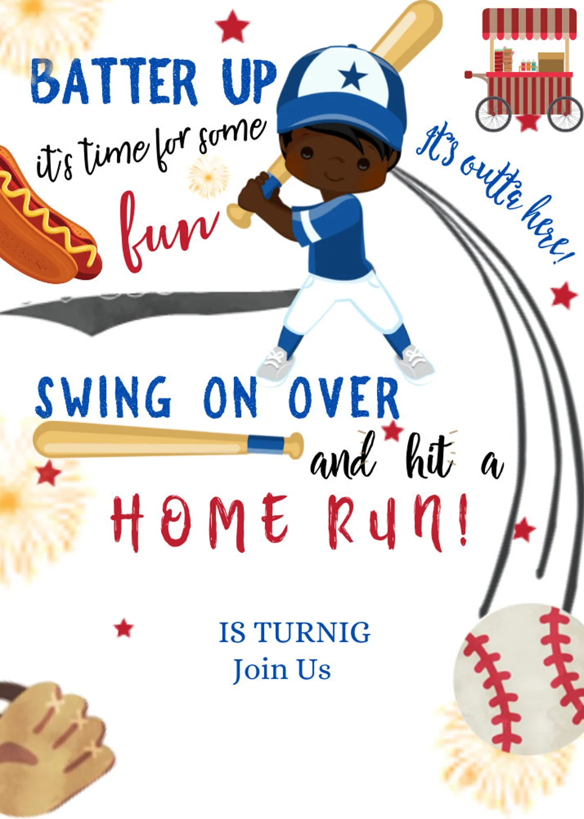 Baseball Birthday Invite, It's outta here! Invitation , personalized party invitation, Invite , Digital Download