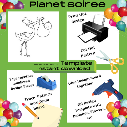 Stork Mosiac Balloon Template