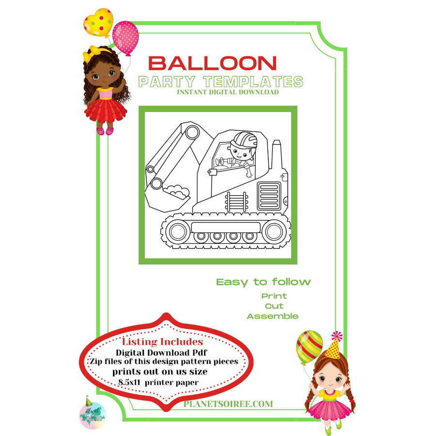 Excavation Truck Balloon Template