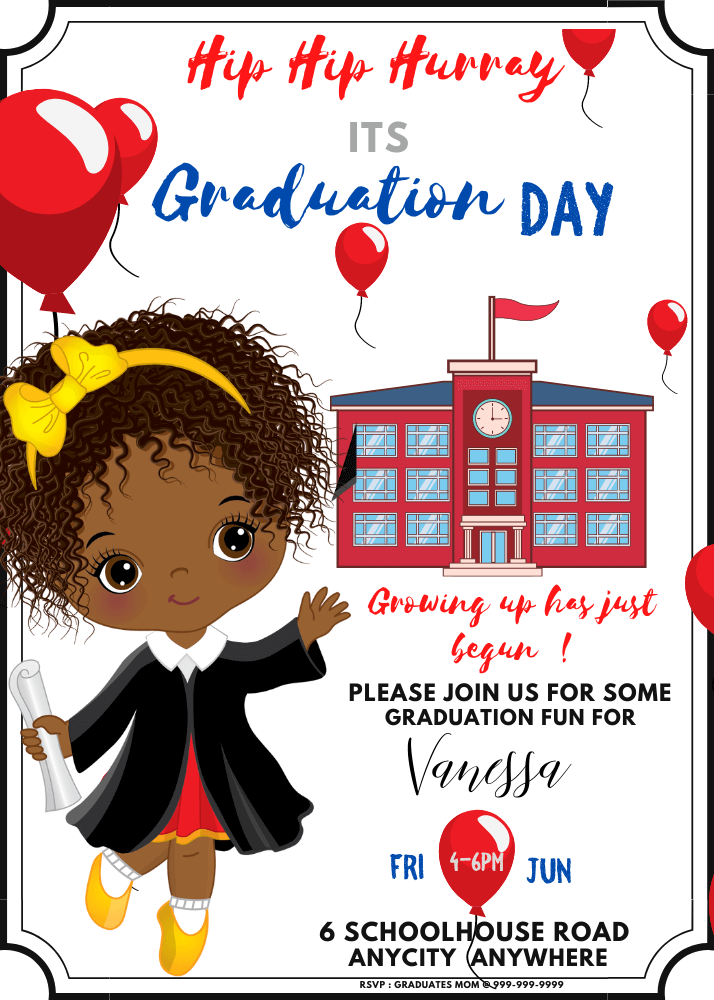 Hip Hip Hurray Its Graduation Day Invite