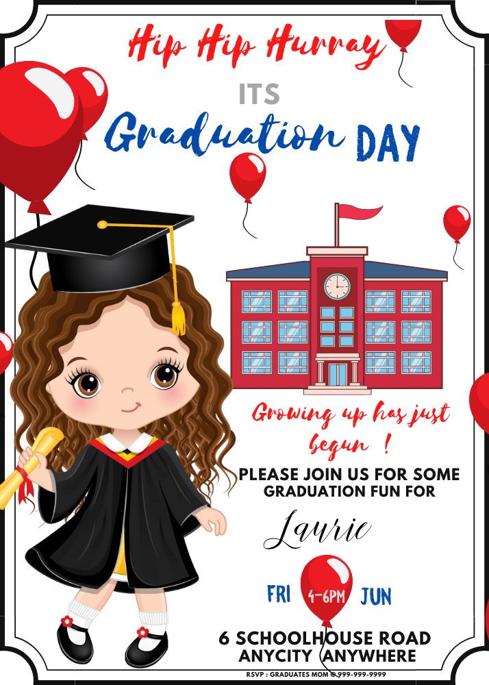 Hip Hip Hurray Its Graduation Day Invite