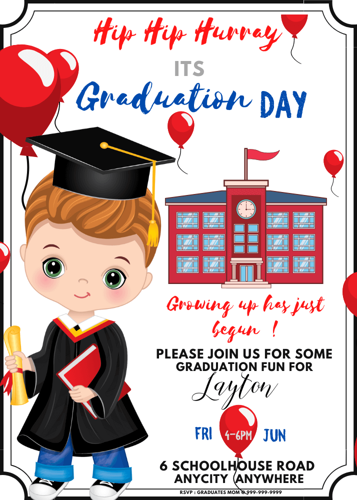 Hip Hip Hurray Its Graduation Day Invite