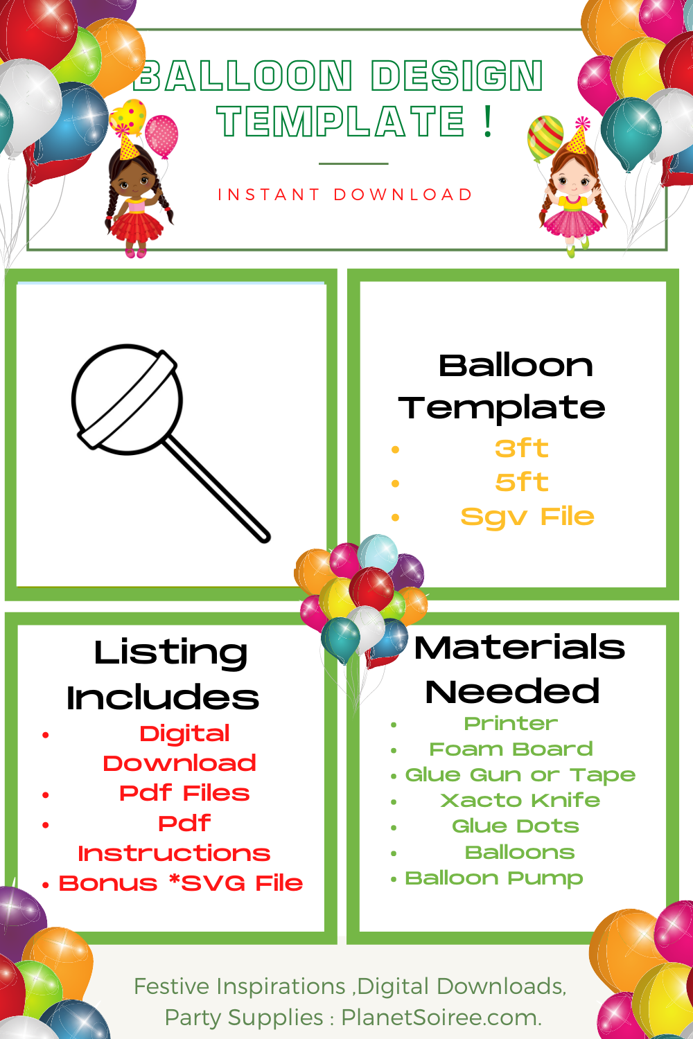 Lollipop Balloon Template