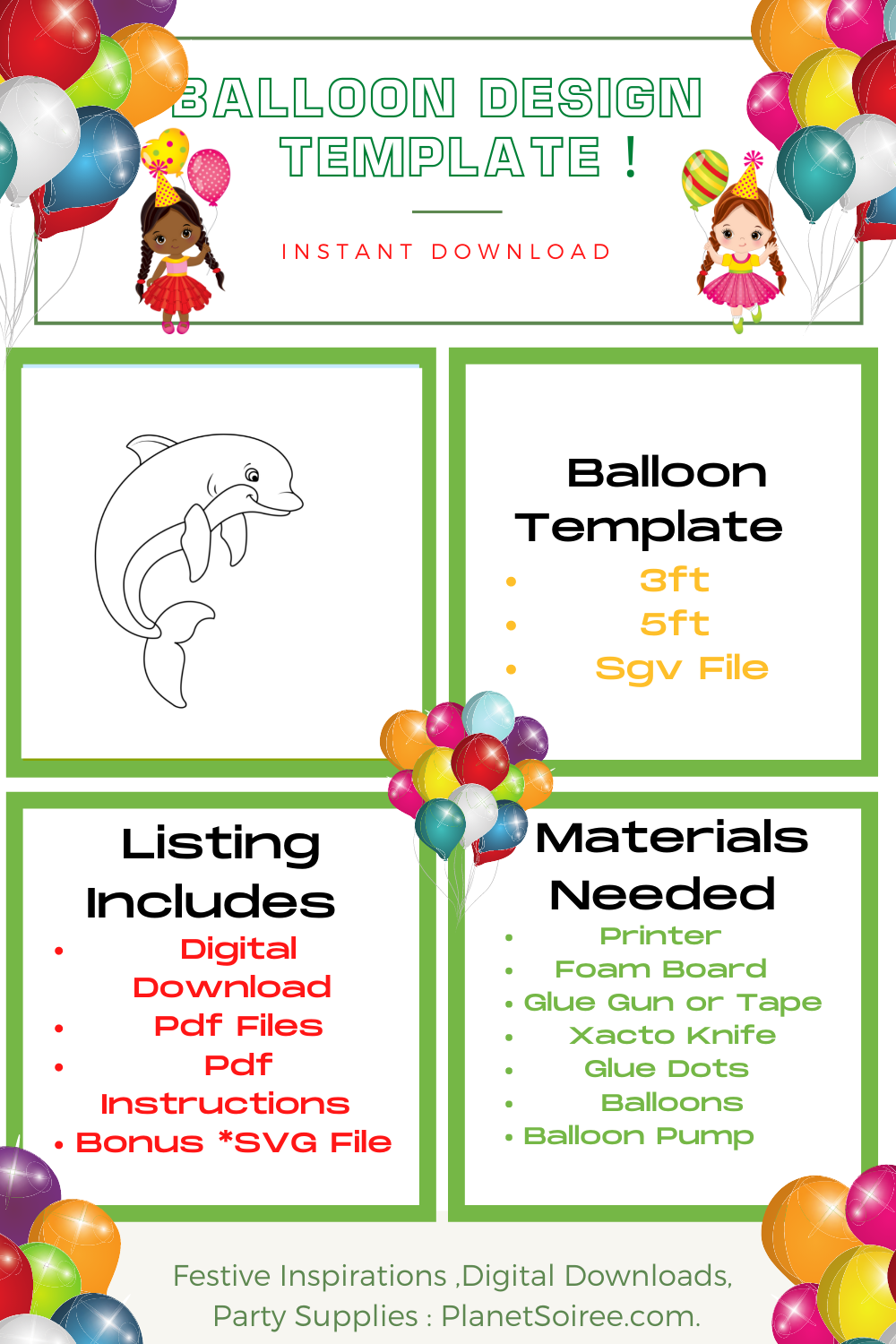 Dolphin Balloon Template