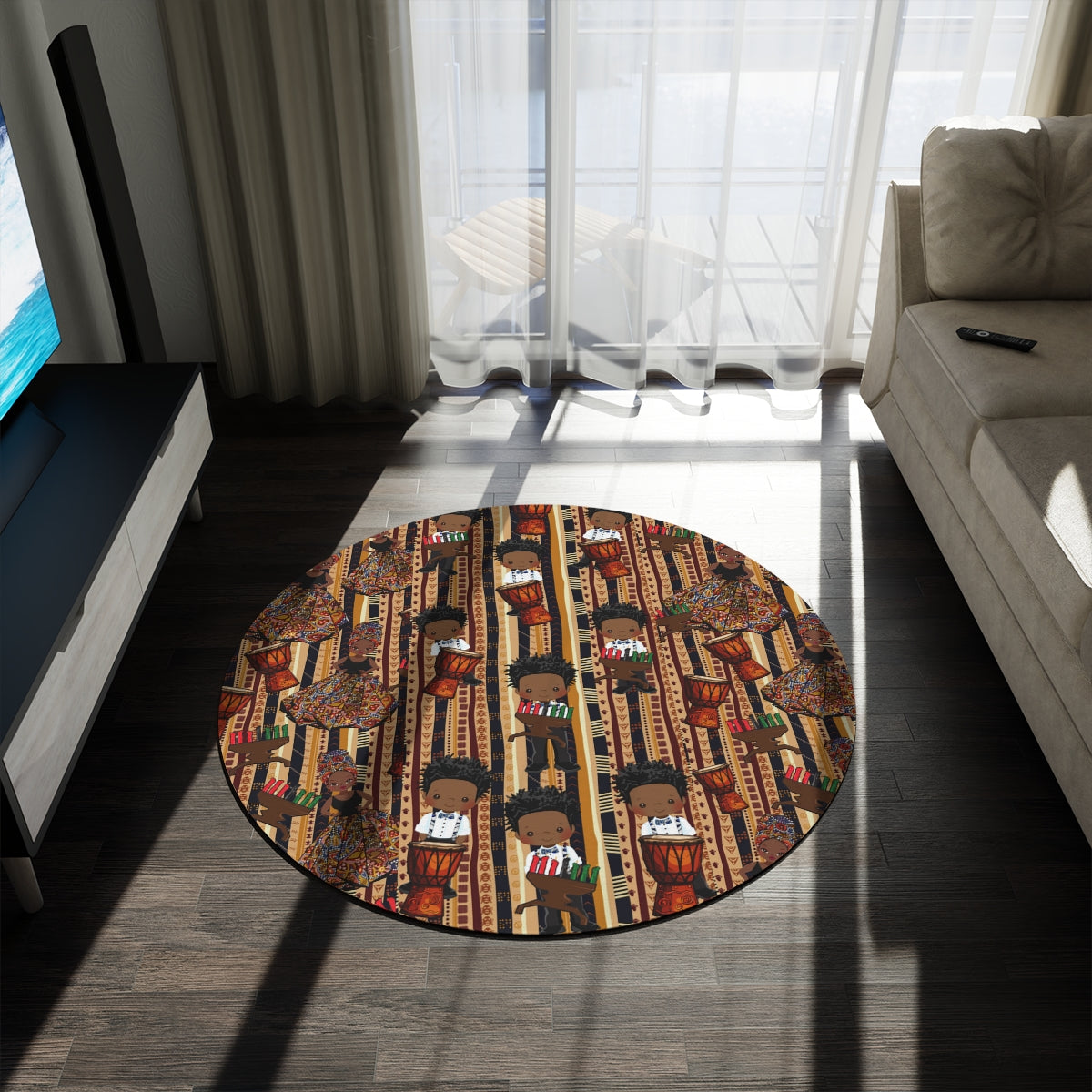 Kwanza Kente Cloth Heritage Round Rug
