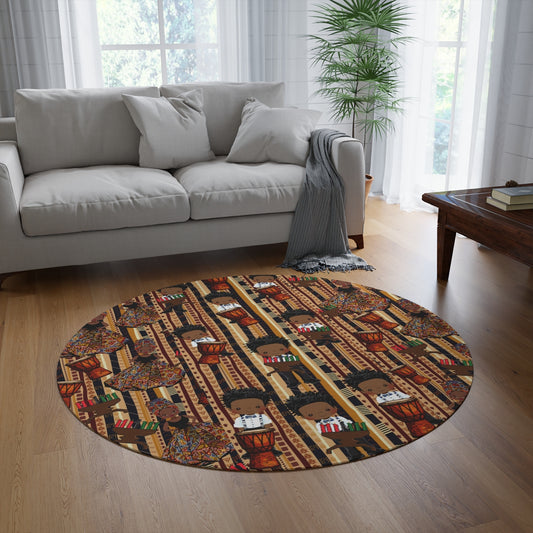 Kwanza Kente Cloth Heritage Round Rug