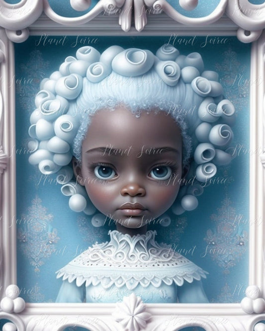 Digital Download, Melanin Ice Princess Clipart, Ice , Frozen Digital design PNG ,sublimation,High Resolution , POD, KPD Commercial Use