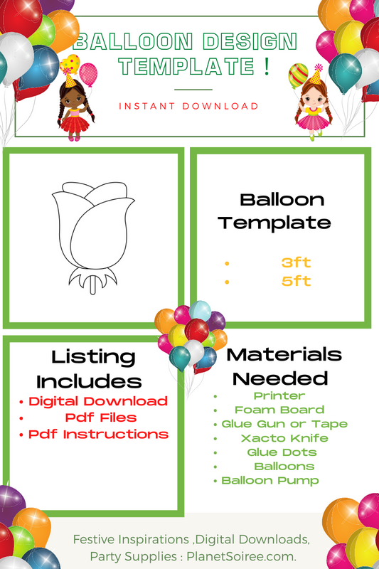 Rosebud Balloon Mosaic Template