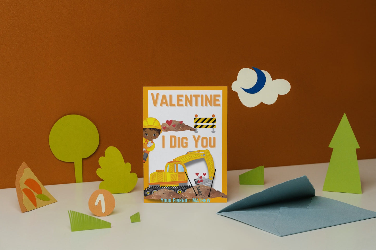 Construction Valentine's Day Tags Kids Valentines Boy Dump truck