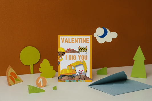 Construction Valentine's Day Tags Kids Valentines Boy Dump truck