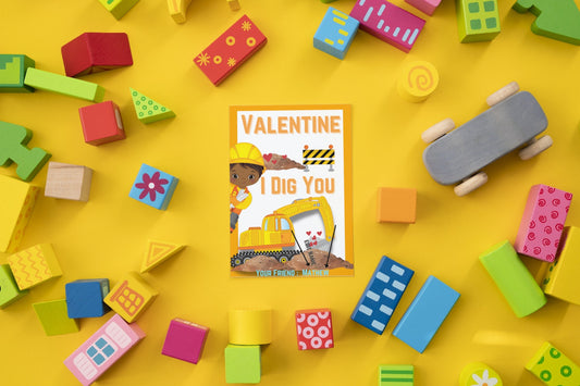 Valentine's Day Gift Tag | Class Gift Tag | Yellow Tractor Backhoe Tags | I Dig You | Valentine's Day | Editable Gift Tag | Printable